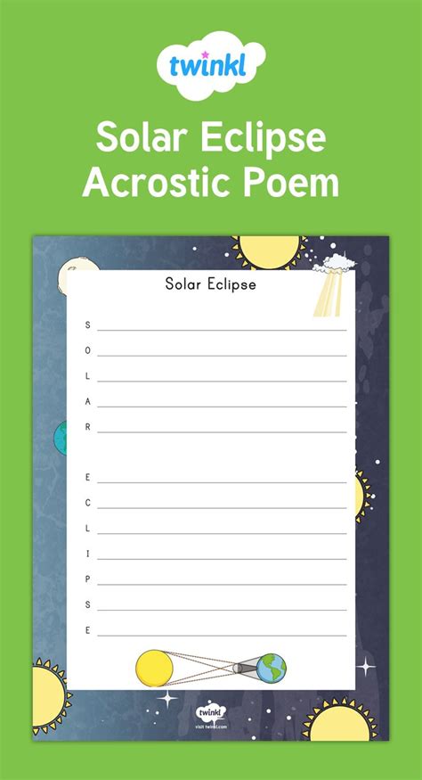 A Solar Eclipse Themed Poetry Template To Inspire Your Children To