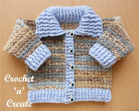 Free Baby Crochet Pattern Ribbed Cardigan Collar Crochet N Create