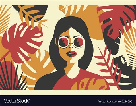 Portrait Of A Beautiful Girl In Sunglasses Vector Image