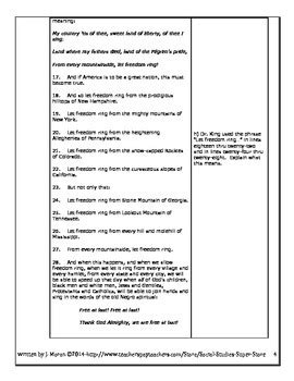 In his i have a dream speech dr. High School Common Core-Text Dependent Questions for MLK's ...