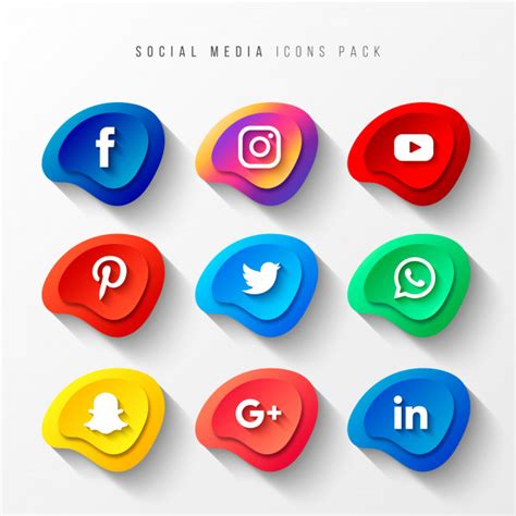 Social Media Icons Pack 3d Button Effect Free Vector Vectorkh