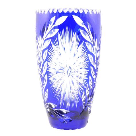 Lot 64 A Large Blue Overlaid Glass Vase