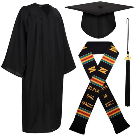 Buy 4 Pieces 2022 Unisex Graduation Matte Gown Cap Tassel Set Class Of