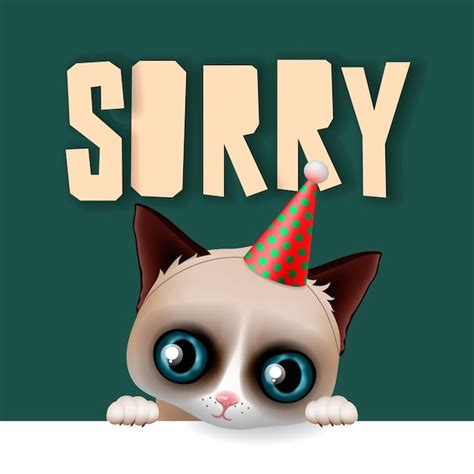 Premium Vector Sorry Card Cute Grumpy Cat Vector Illustration