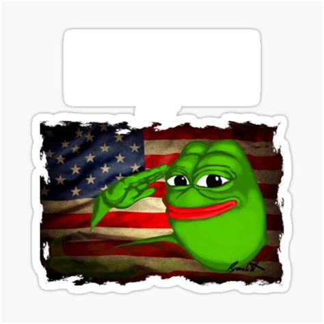 I Vibe With Cute Patriot Frog Pepe Saluting American Flag Sticker By