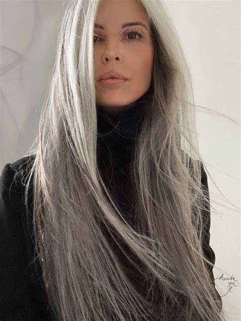 Herself Annika Von Holdt Long Silver Hair Long Gray Hair Grey