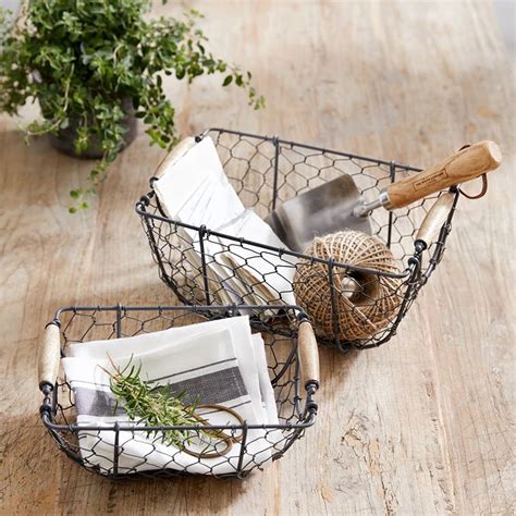 Wire Basket Set Of 2 Kitchen Accessories The White Company Wire