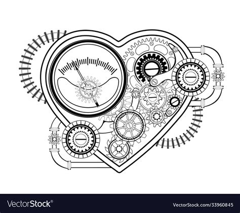 Contour Mechanical Heart Royalty Free Vector Image