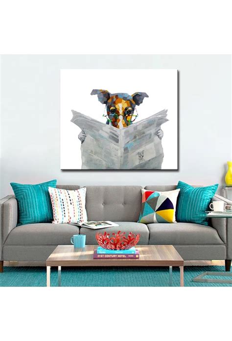 •10% off for my followers only 3 days •pillow covers •unique gifts •the only one in the world •free worldwide shipping www.etsy.com/shop/datsenhome?coupon=insta. Reading Dog - Hand-Painted Modern Home decor Wall Art oil ...
