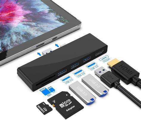 Surkit Surface Pro 4 5 6 Docking Station Read Sdmicro Sd Card Usb Hub For Surface