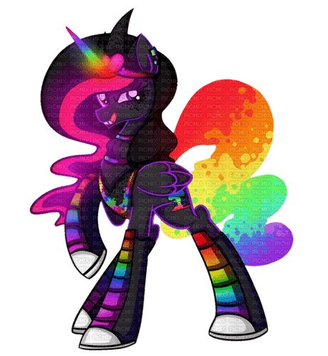Pony Oc Rainbow Black Scenecore Neon Alicorn Mlp Free Png
