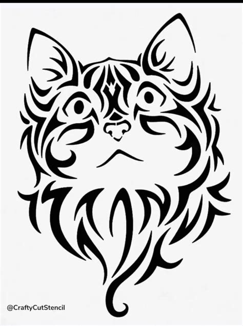 Tribal Cat Kitten Stencil Durable And Reusable Stencils 7x4 Inch Etsy