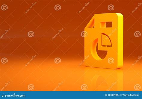 Yellow Document With Graph Chart Icon Isolated On Orange Background