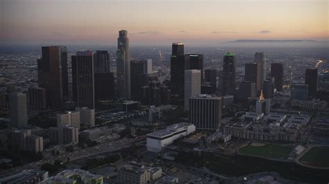 5k Stock Footage Aerial Video Of Downtown Los Angeles Skyline At