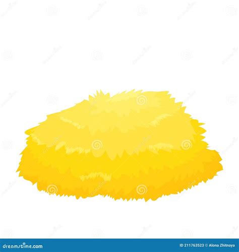 Bale Of Hay Bright Yellow In Cartoon Style Isolated On White