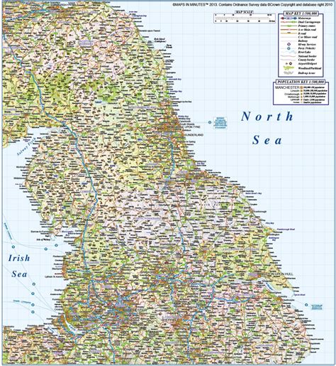 Digital Vector North England Map Political County Road