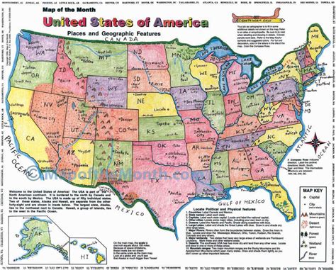 Usa Places And Geographic Features Map Maps For The Classroom