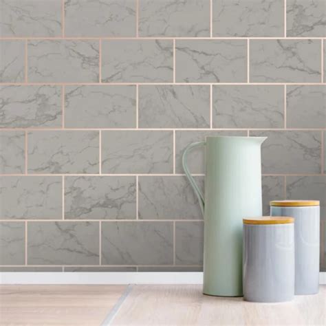 Cwv Metro Marble Effect Charcoal Brick Wallpaper M1511 Taskers Grey