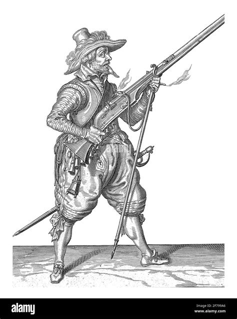 A Soldier Full Length To The Right Holding A Musket A Particular Type Of Firearm With The