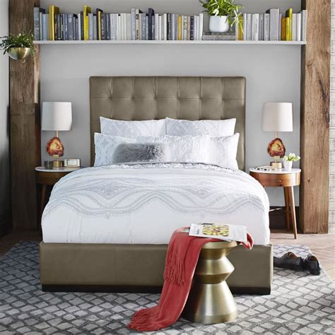 You can take that extra money you saved and purchase west elm's parachute duvet because you feel slightly bad (only slightly) for copying their headboard design. Leather Grid-Tufted Headboard - Tall | West Elm