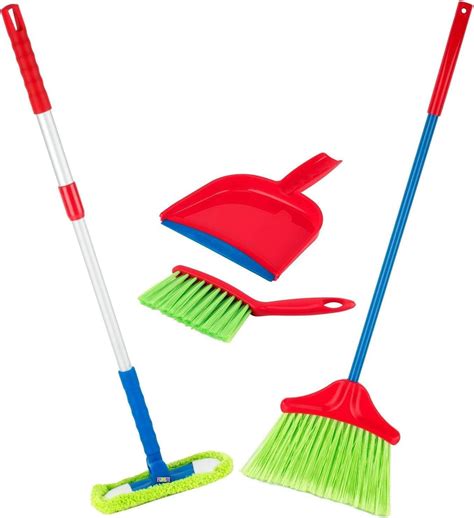 Kids Cleaning Set 4 Piece Toy Cleaning Set Includes Broom Mop Brush