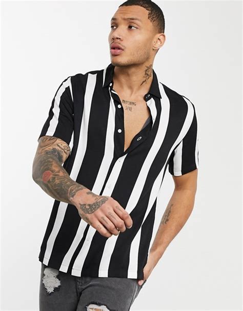 Black And White Striped Shirt Male Vlr Eng Br