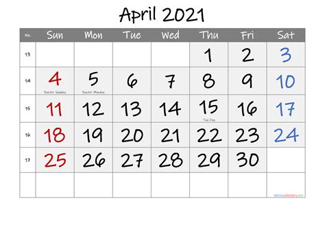 United states edition with federal holidays. Printable APRIL 2021 Calendar with Holidays - 6 Templates ...