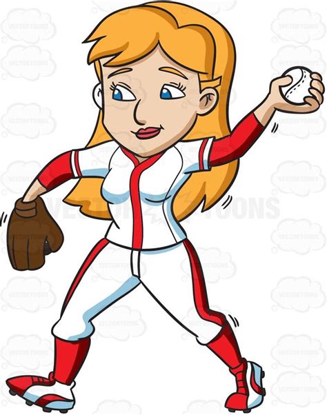 A Female Baseball Player Pass Throws A Ball Vector Graphics