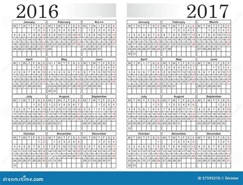 Calendar 2016 2017 Vector Stock Vector Illustration Of Months 57595270