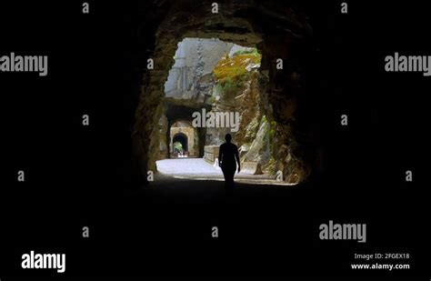 4k Abandoned Train Tunnels Woman Walks From Dark Into Light 1800s