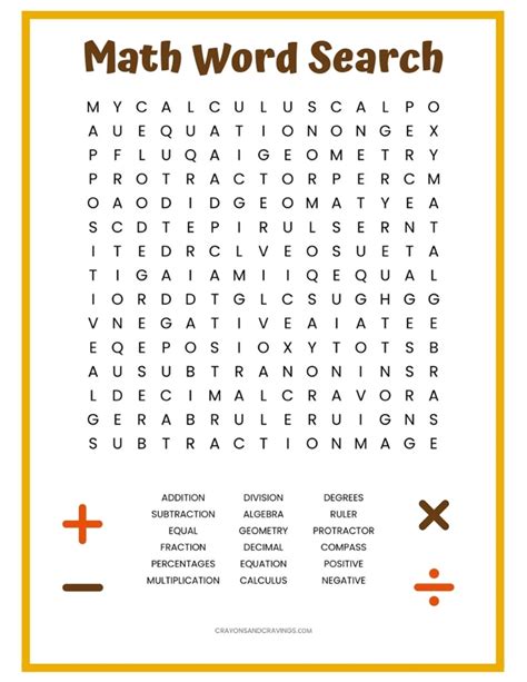 Math Word Search FREE Printable