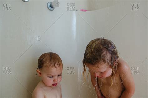 Two Children Bathing Together Stock Photo Offset