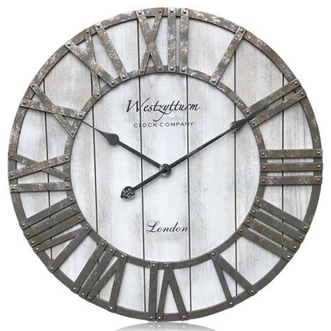 Westzytturm Extra Large Wall Clock Wood Rustic Farmhouse Vintage