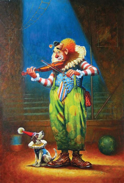 Clown N Dog By Petar Meseldzija Clown Paintings Circus Art Painting