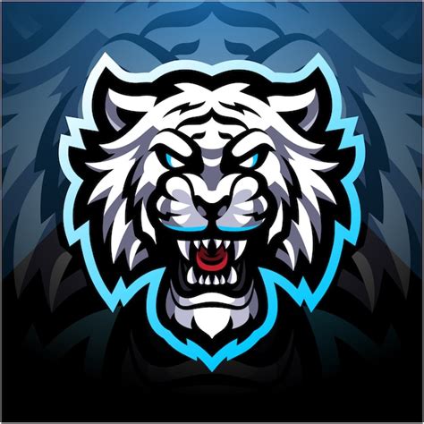 White Tiger Esport Mascot Logo Premium Vector