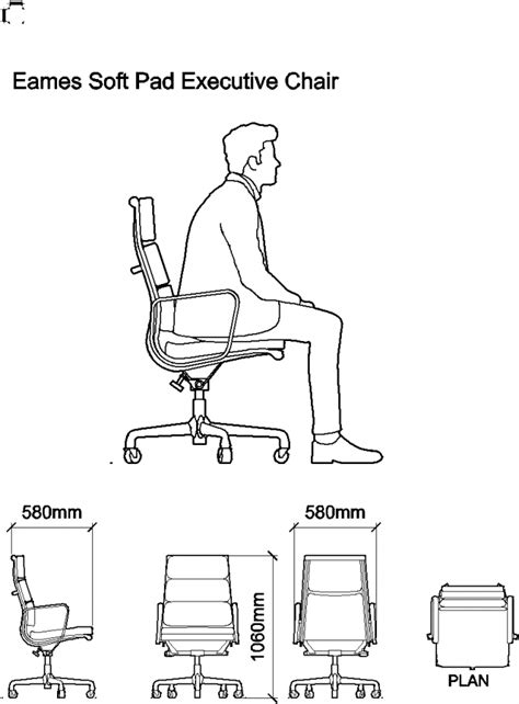 Autocad Download Eames Soft Pad Executive Chair Dwg Drawing Thousands