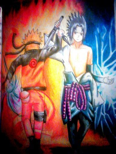 My Colored Pencil Drawing Of Sasuke And Naruto Colored Pencil Drawing