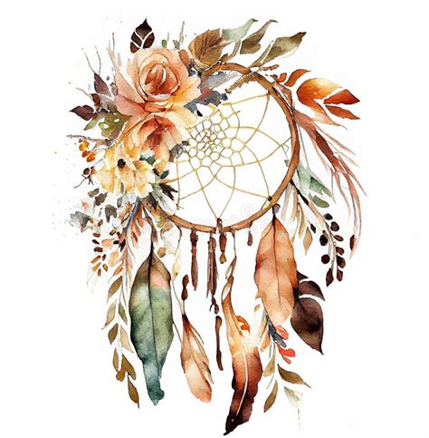 Dream Catcher Hand Drawn Watercolor Illustration Stock Illustration