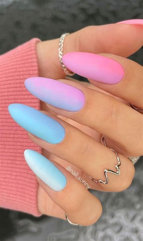 32 Hottest And Cute Summer Nail Designs Ombre Blue And Pink Summer