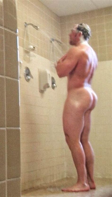Nude Men Showering Butt