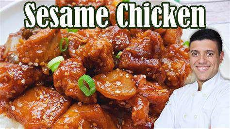 best sesame chicken recipe [ chinese food by lounging with lenny ] youtube