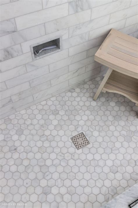 Marble Hex Tile Bathroom Floor