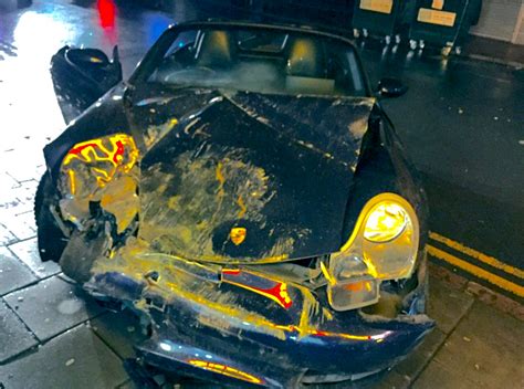 Porsche Smashed To Bits After Crashing Into Skip Swns