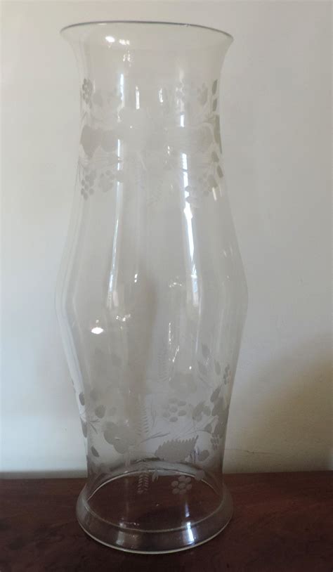 large antique 19th century etched glass hurricane shade for a candle from classictradition on