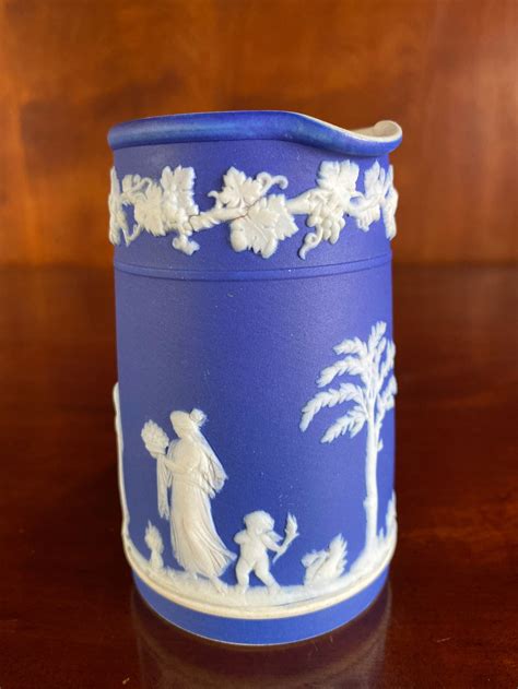 Antique Wedgwood Jasperware Cobalt Blue Upright Jug Etsy