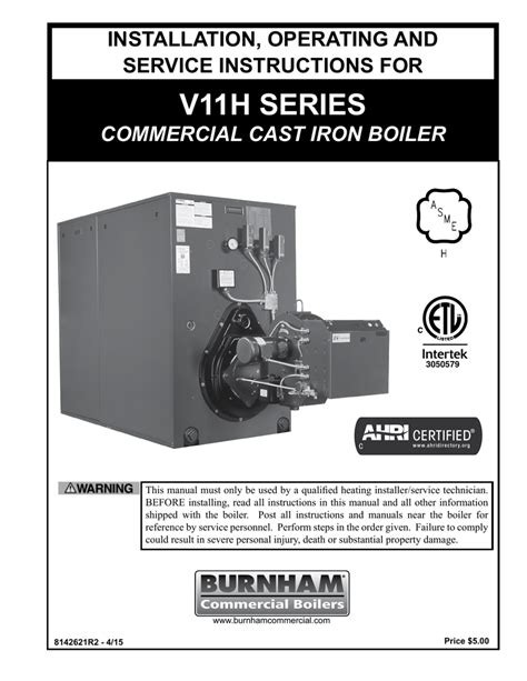 Burnham V11h Boiler Installation And Operation Manual Manualzz