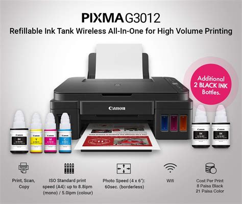 The most common colours used in the ink tank printer is as follows cyan, yellow, black and magenta. Canon Pixma G3012 All-in-One Wireless Ink Tank Colour ...