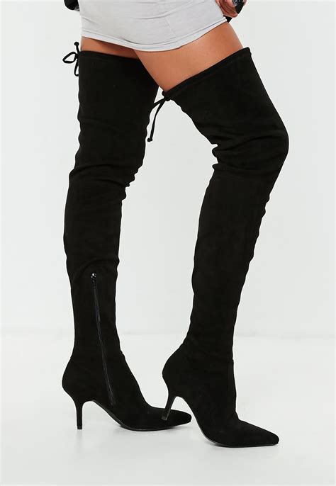 buy women black knee high boots in stock