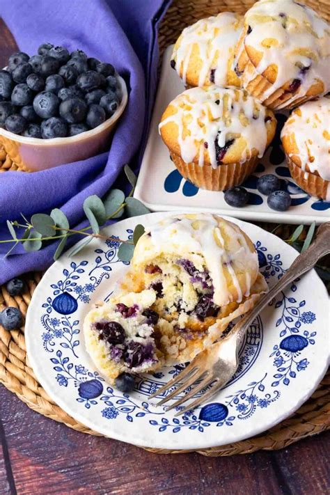 Blueberry Sour Cream Muffins With Lemon Glaze A Southern Soul
