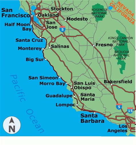 Printable Pacific Coast Highway Map